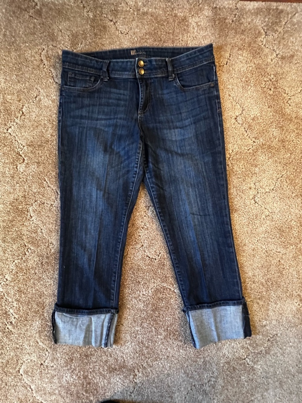 Kut from the Kloth Dark Indigo Cuffed Crop Jeans